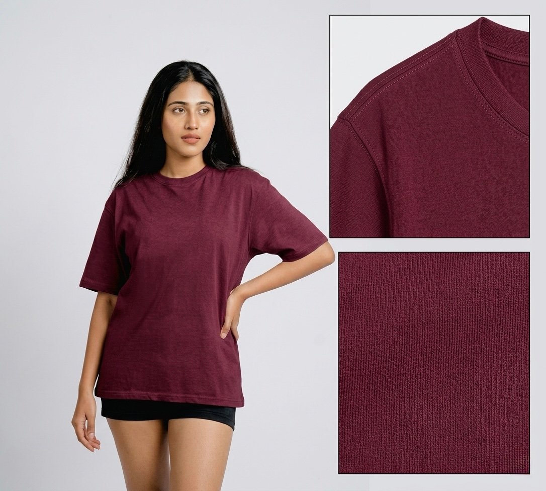 Loose-Fit Cotton T-Shirt Wine